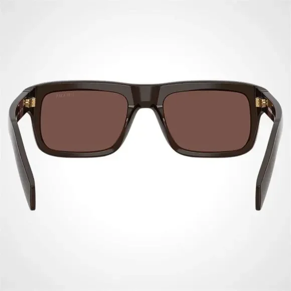 New PRADA Sunglasses Brown Rectangle Black Chocolate Lens Men 54mm - Picture 4 of 6